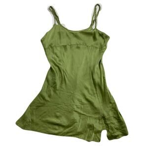 90s Green Silk Feminine Romantic Lingerie Fairy Sleeveless Slip Large